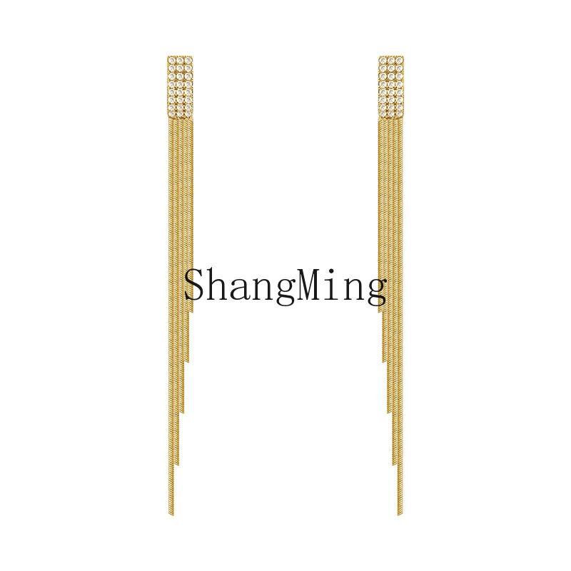 CL fringed earrings long temperament super fairy silver needle jewelry new popular high-end sterling silver earrings women