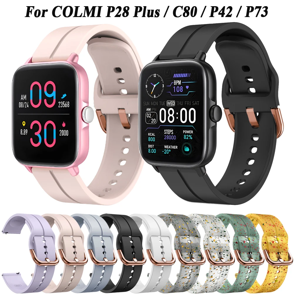 Silicone Wrist Strap for COLMI P28 Plus P73 P42 C80 C61 I31 Watch Straps Sport Bracelet For COLMI P81 Replacement 20mm Watchband