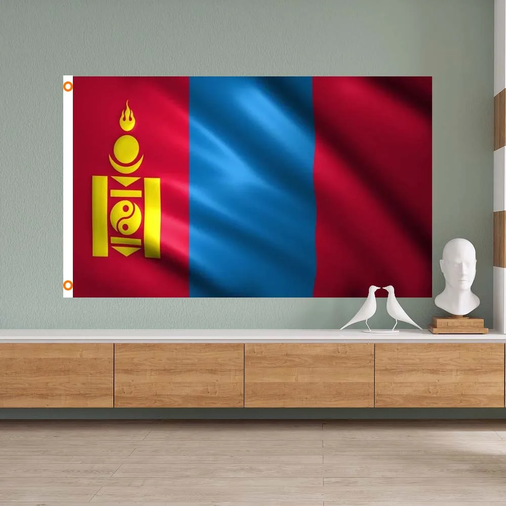 FLAGap 3x5 Ft  MNG Mongolia National Flag Suitable for families, parks, and garages with 2 buckles