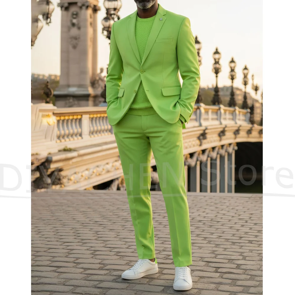 

Men's Suit Two Piece Set Fashion Single Breasted Notch Lapel Outfit Casual Slim Fit Blazer Pants Party Prom Wedding Suits