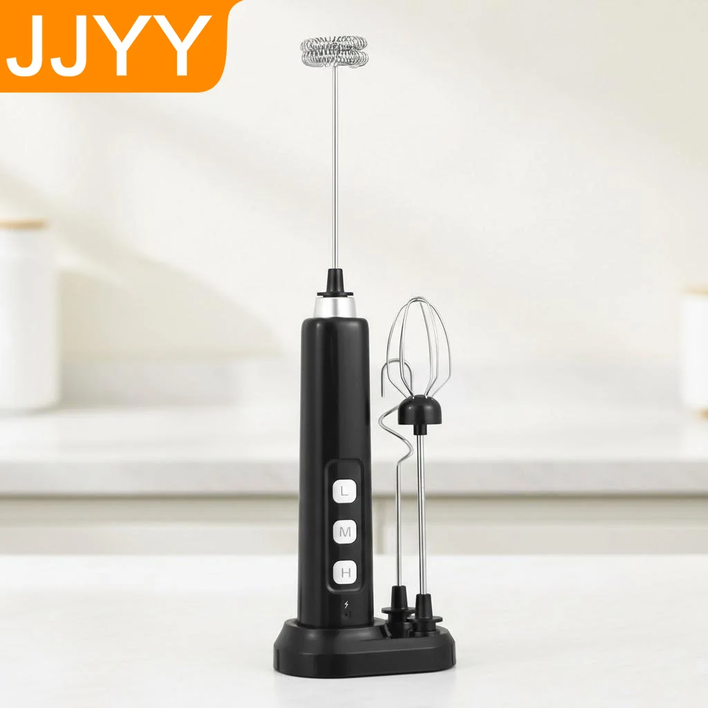 Handheld USB Rechargeable Mini Electric Milk Frother 3 Speeds Whisking Baking Aid Multi Functional Attachments