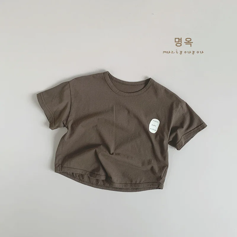 2024 Summer New Children Short Sleeve T Shirts Cotton Baby Boy Girl Solid Casual Tees Toddler Loose Versatile Tops Kids Clothes