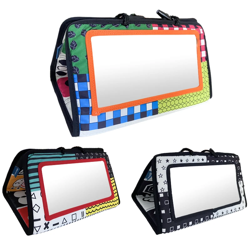 لعبة مرآة لحديثي الولادة باللونين الأبيض والأسود، وقت البطن للأطفال، لعبة نشاط الزحف الحسي عالية التباين #5