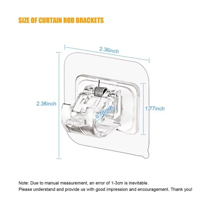 Adjustable Curtain Rod Brackets Self Adhesive Curtain Rod Holder Hooks Nail Free Adjustable Curtain Rod Hooks Hangers