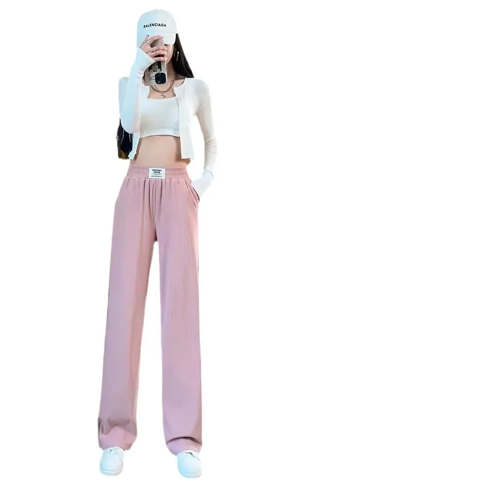 White Schneier Fat MM Wide Leg For Women In Summer, Thin Style, High Waist, Slim Look, Sagging Feel, Casual Straight Pants