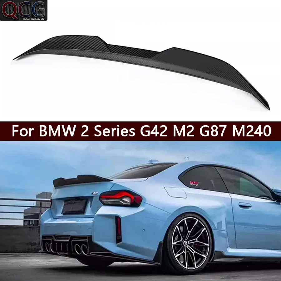 For BMW 2 Series G42 M2 G87 M240 Carbon Fiber Tail fins Rear Trunk Spoiler Guide Wing Diverter  Car Accessories  Body Kit