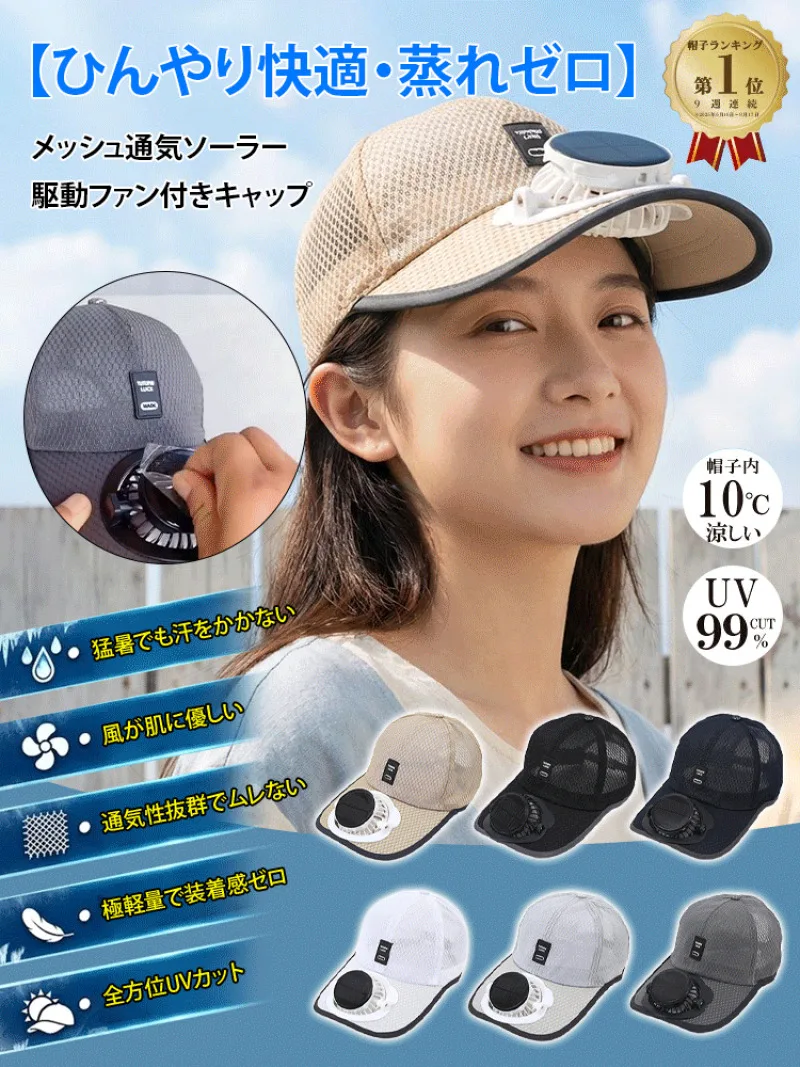 Solar Fan Hat Breathable Cooling Solar Powered Cap for Outdoor Summer Sports Travel Ventilated Hat