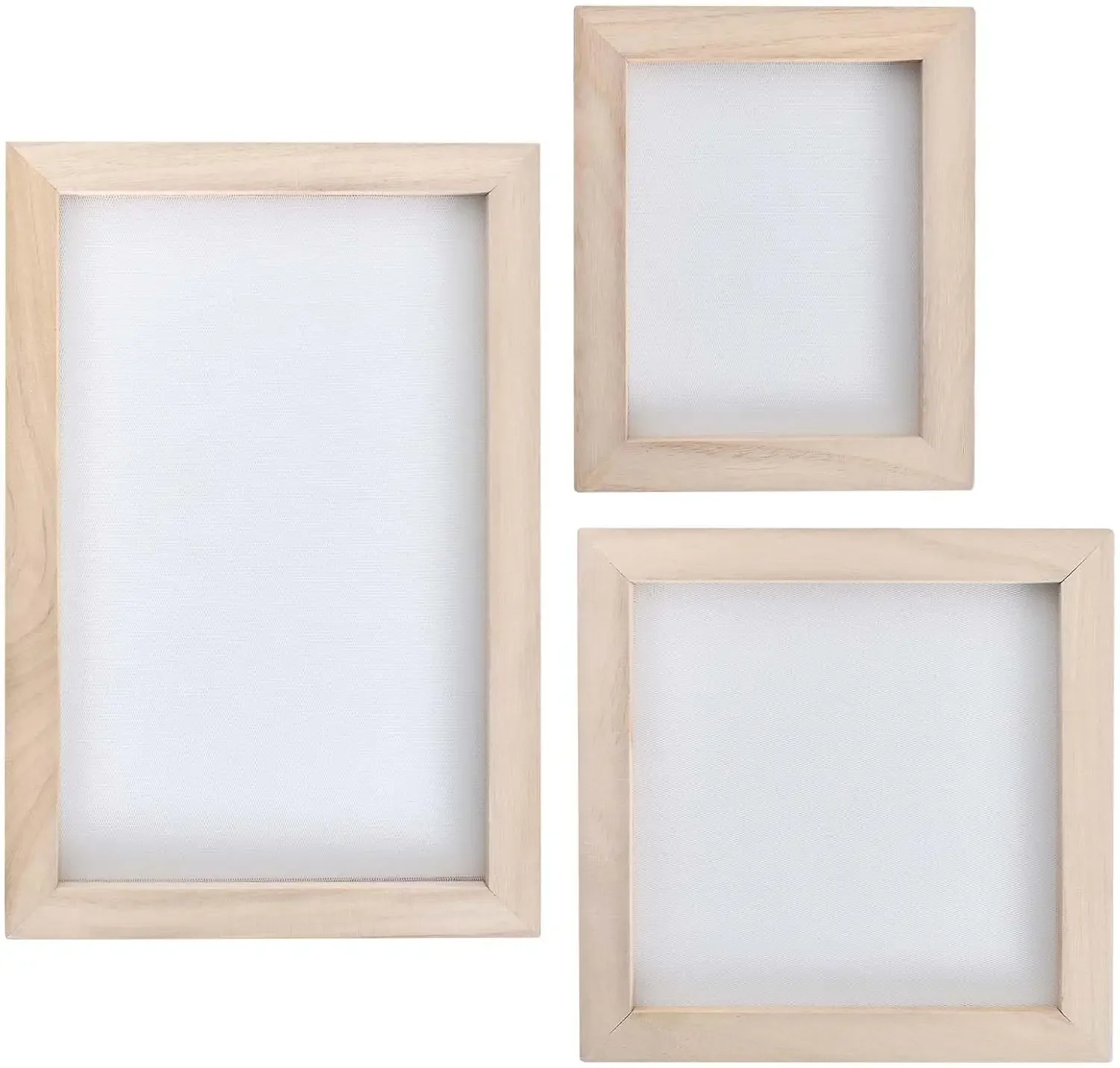 Wooden Paper Making Frame Set 3 Pieces for DIY Handmade Crafts with Various Frame Sizes for Traditional Paper Art