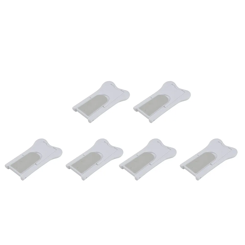 

6 шт. Защитные замки-фиксаторы для раздвижных дверей и окон, белые, самоклеящиеся, для шкафов и тумбочек, защита от детей