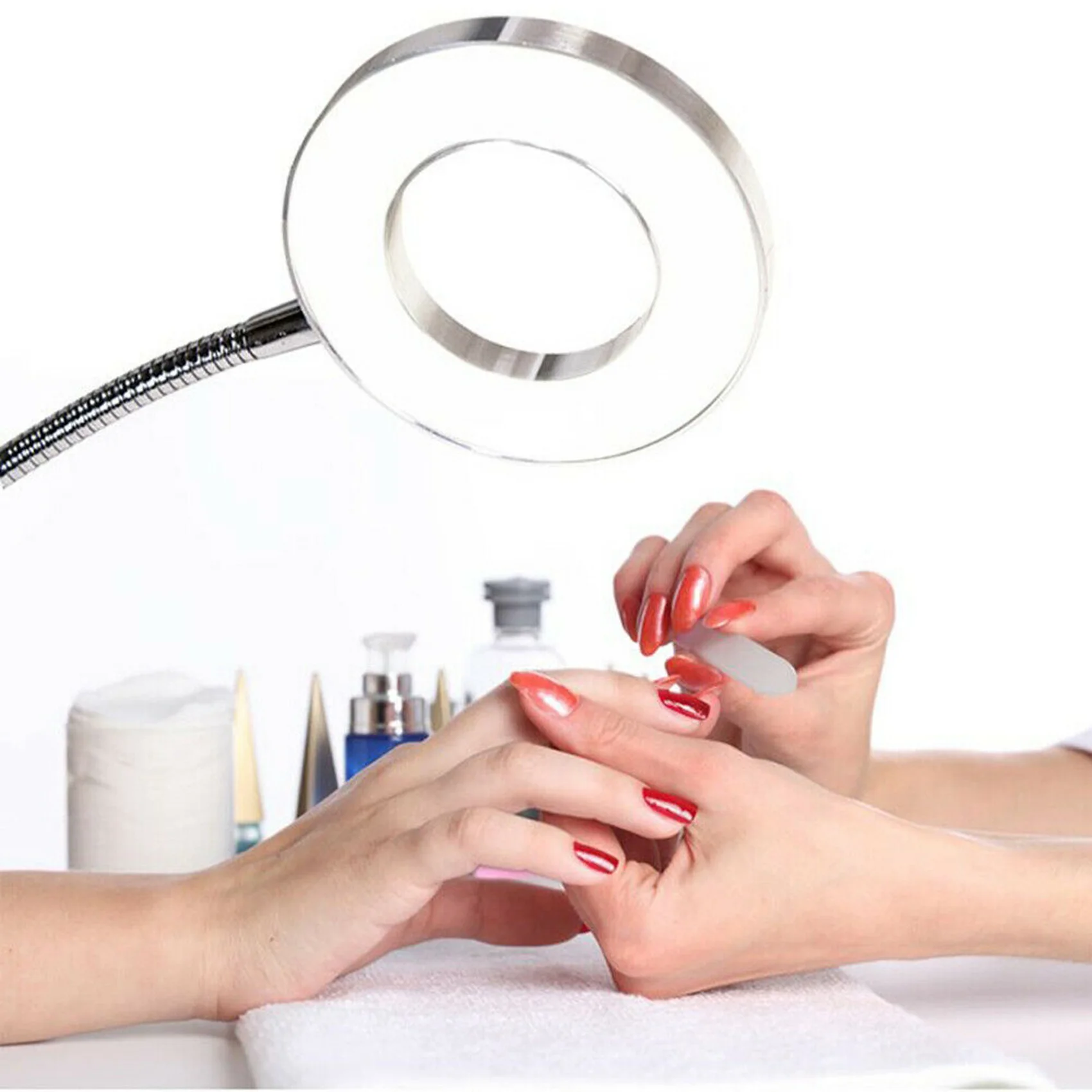 B62B-2X Desk Table Top 8X Magnifying Glass Beauty Nail Salon Tattoo Magnifier Lamp Light