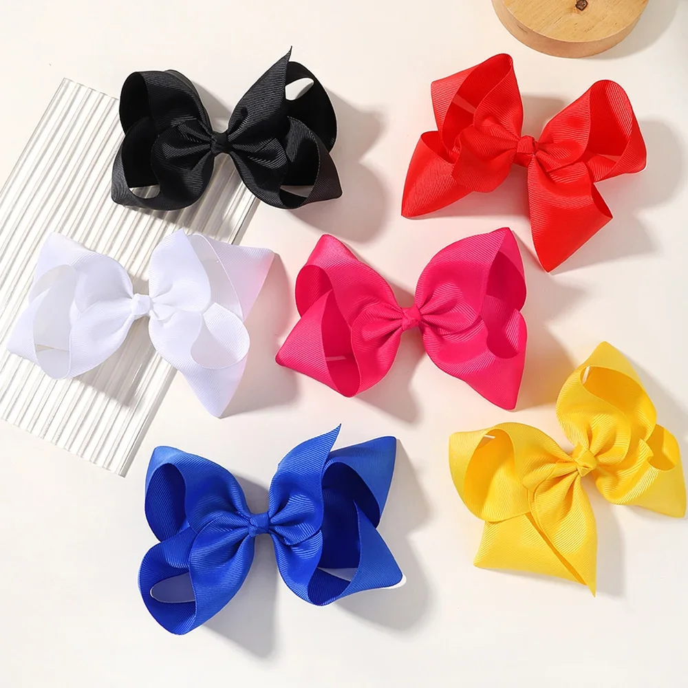 1PC Grosgrain Ribbon Solid Color Hair Bows Clip Girls Hair Clips Hairpins Barrettes Kids Baby Hair Accessories  Wholesale