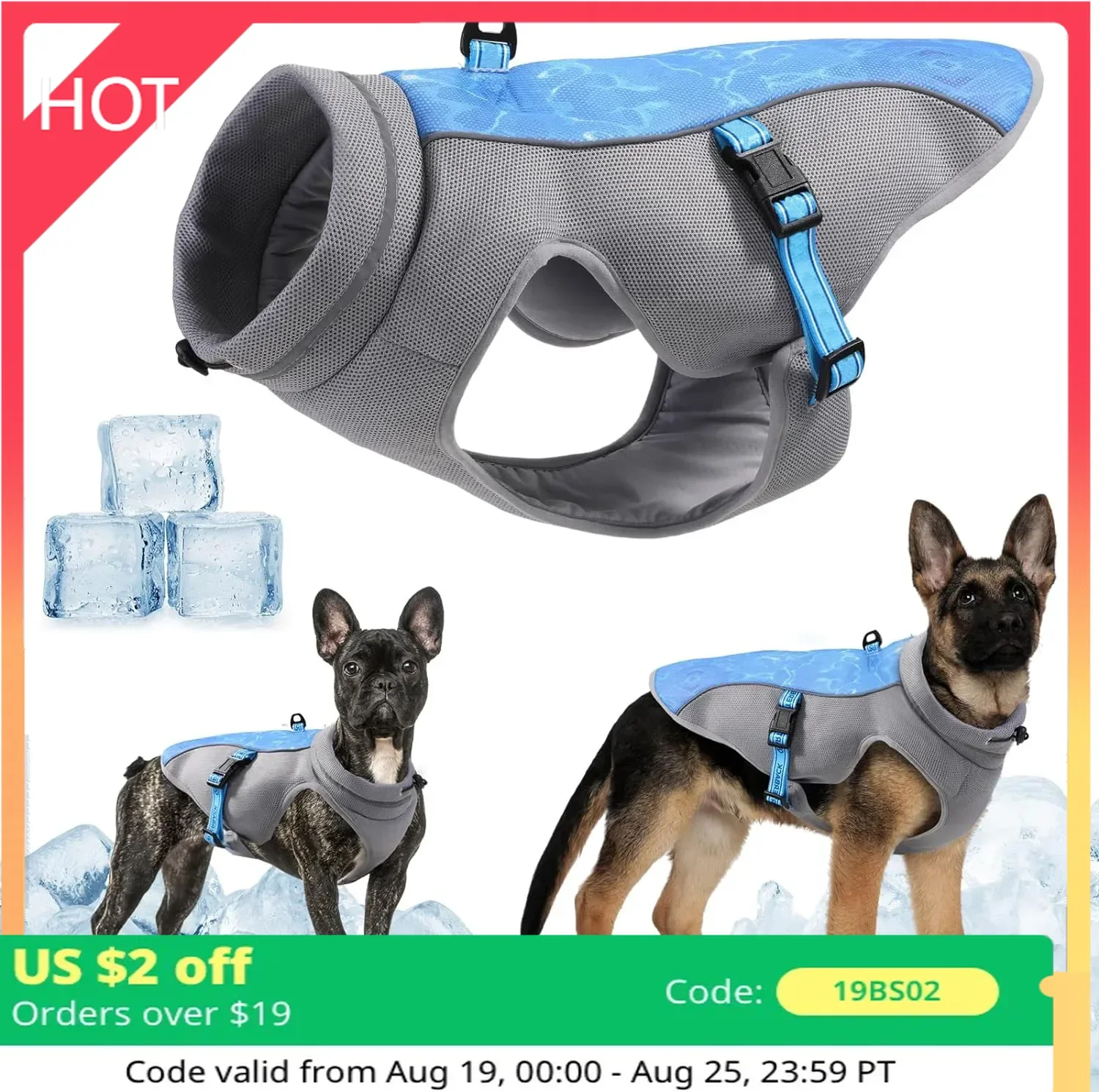 Dog Cooling Vest Lightweight Cooling Jacket Anti-UV Shirt Suitable for Beach Breathable Cooling Harnes Outdoor Summer Dog Clothe