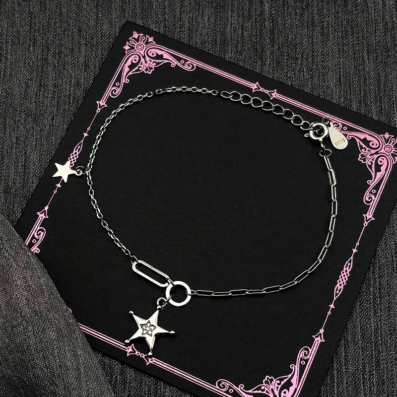 الكلاسيكية 925 فضة الساطع الزركون ستار أساور للنساء الفتيات موضة سلسلة اليد هدايا مجوهرات الزفاف الطرف #5