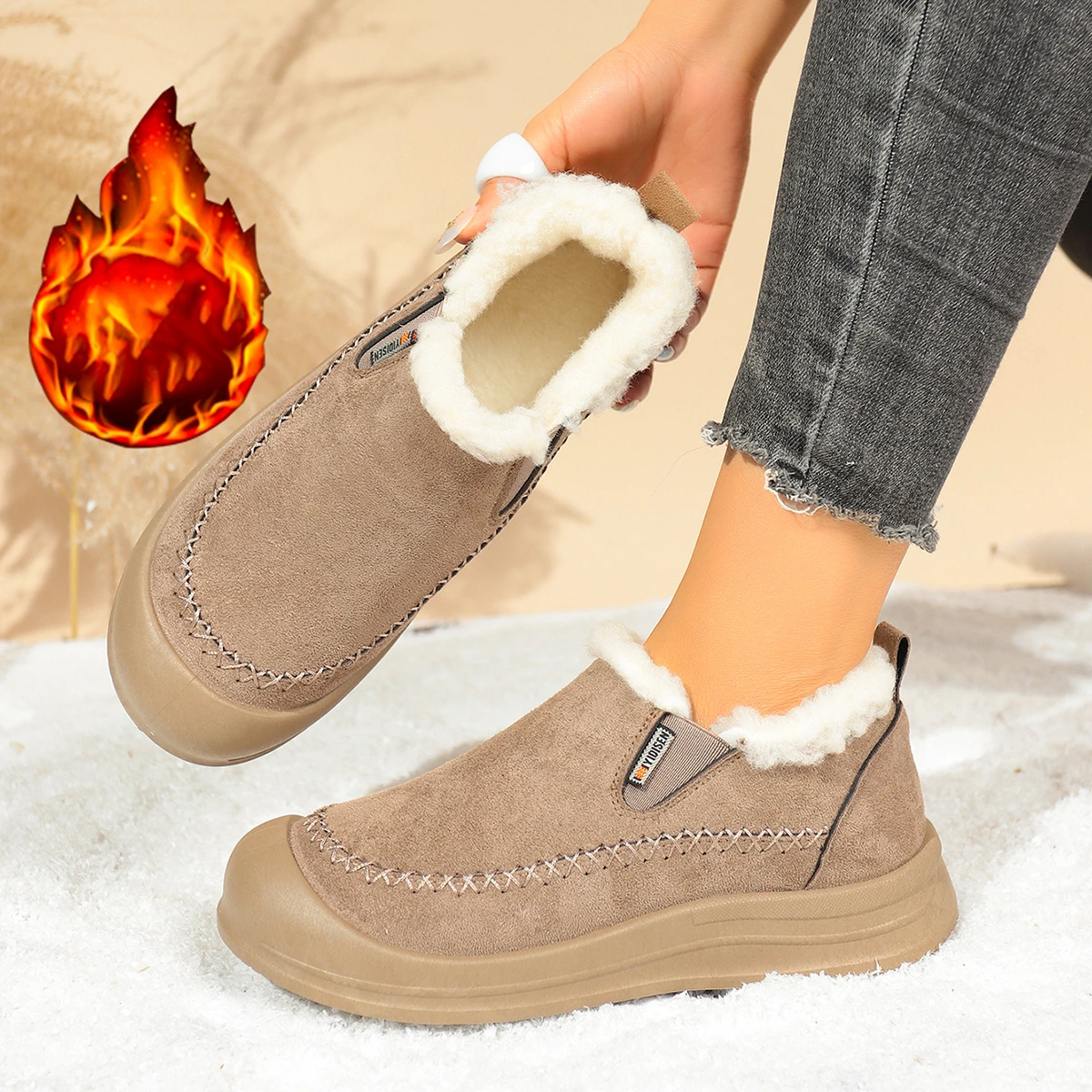 Women Ankle Boots 2025 Trend Warm Snow Boots Women Solid Color Keep Warm Non-slip Shoes Women Fashion Daily Soft Casual Shoes