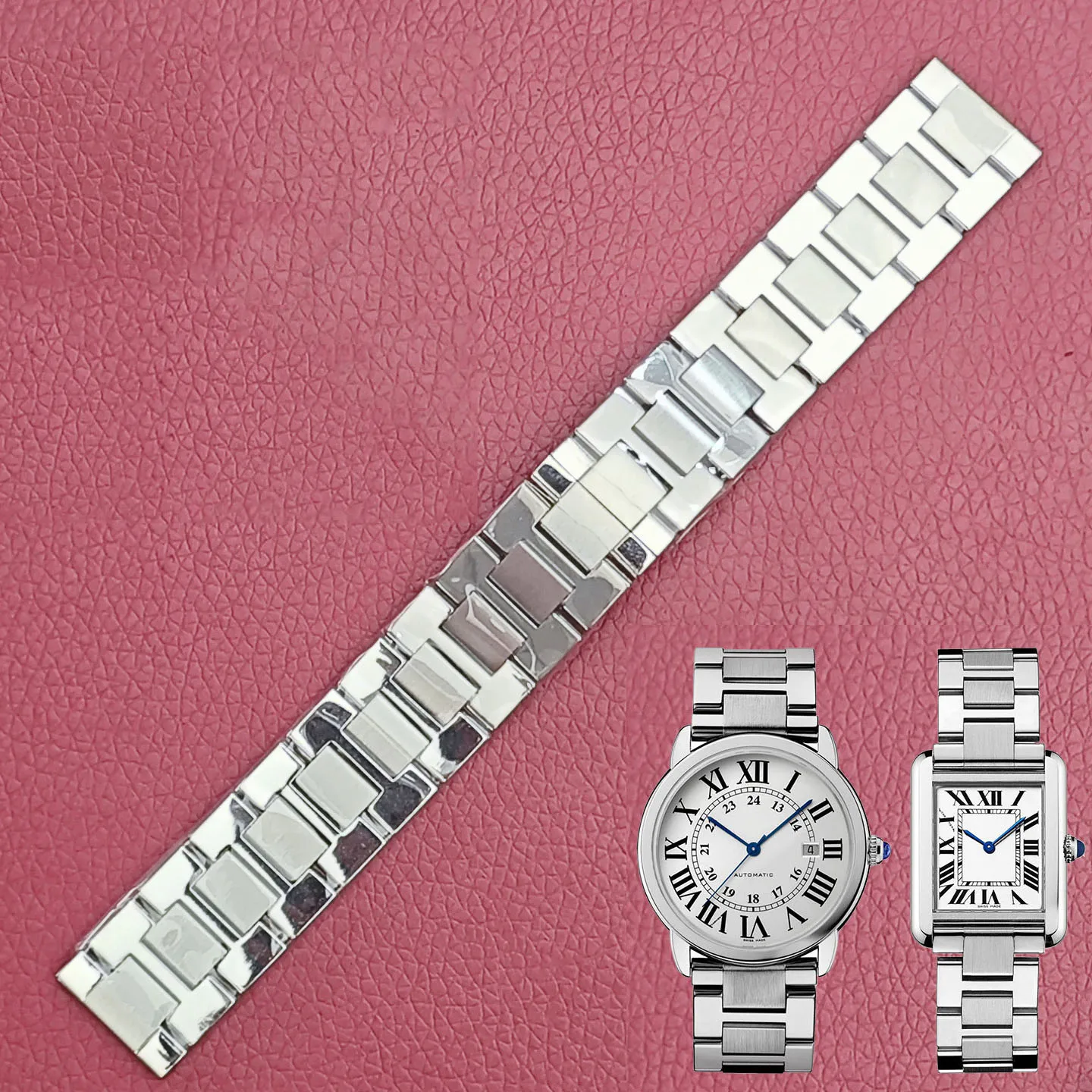 الفولاذ المقاوم للصدأ حزام (استيك) ساعة ل كارتييه تانك سولو كلير الرجال والنساء غرامة الصلب حزام ساعة اليد 20 مللي متر 22 مللي متر ساعة اكسسوارات #1