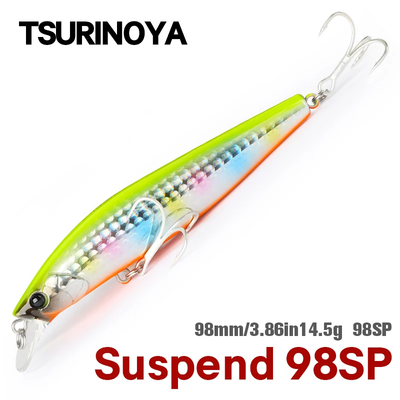

TSURINOYA DW86 Suspend Minnow 98mm 14.5g Tungsten Weight System Fishing Lure Artificial Hard Bait Saltwater Freshwater Wobbler
