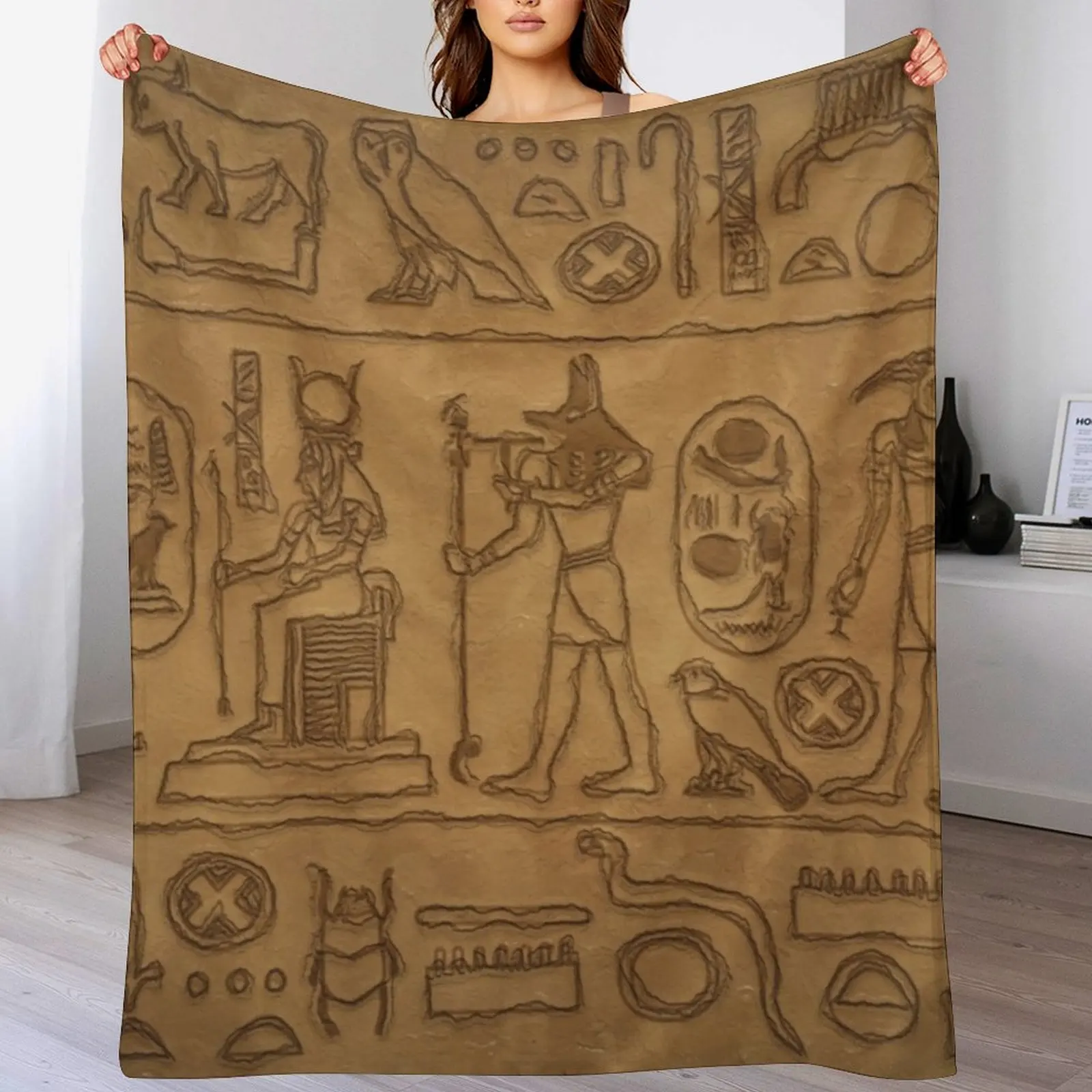 

Egyptian Hieroglyphic Art Throw Blanket Long Lasting Soft Plush Blanket for Daily Use