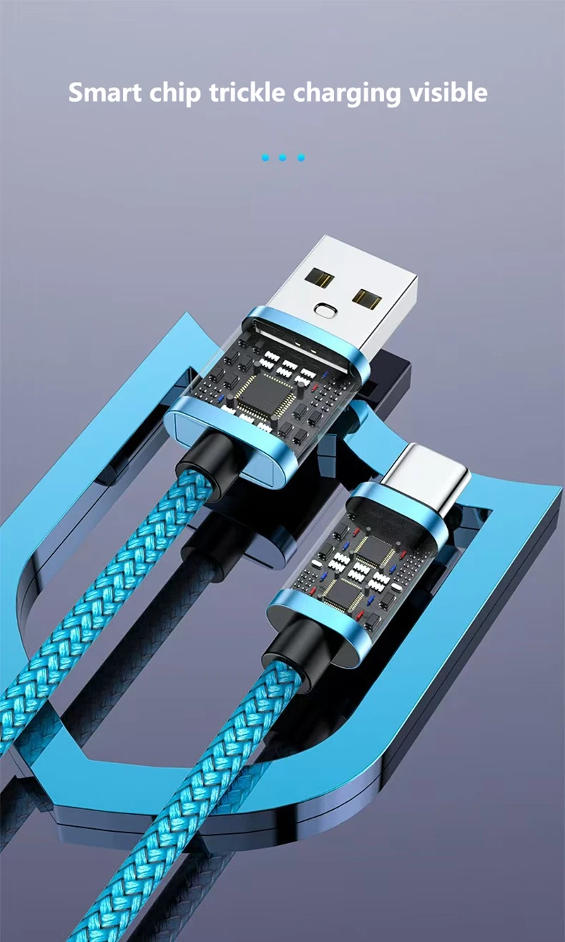 Nylon Data Cable Fast Charger 1M 2M 3M USB A To Type C Charging Cable For Huawei Samsung Android Iphone Type C Charging Device