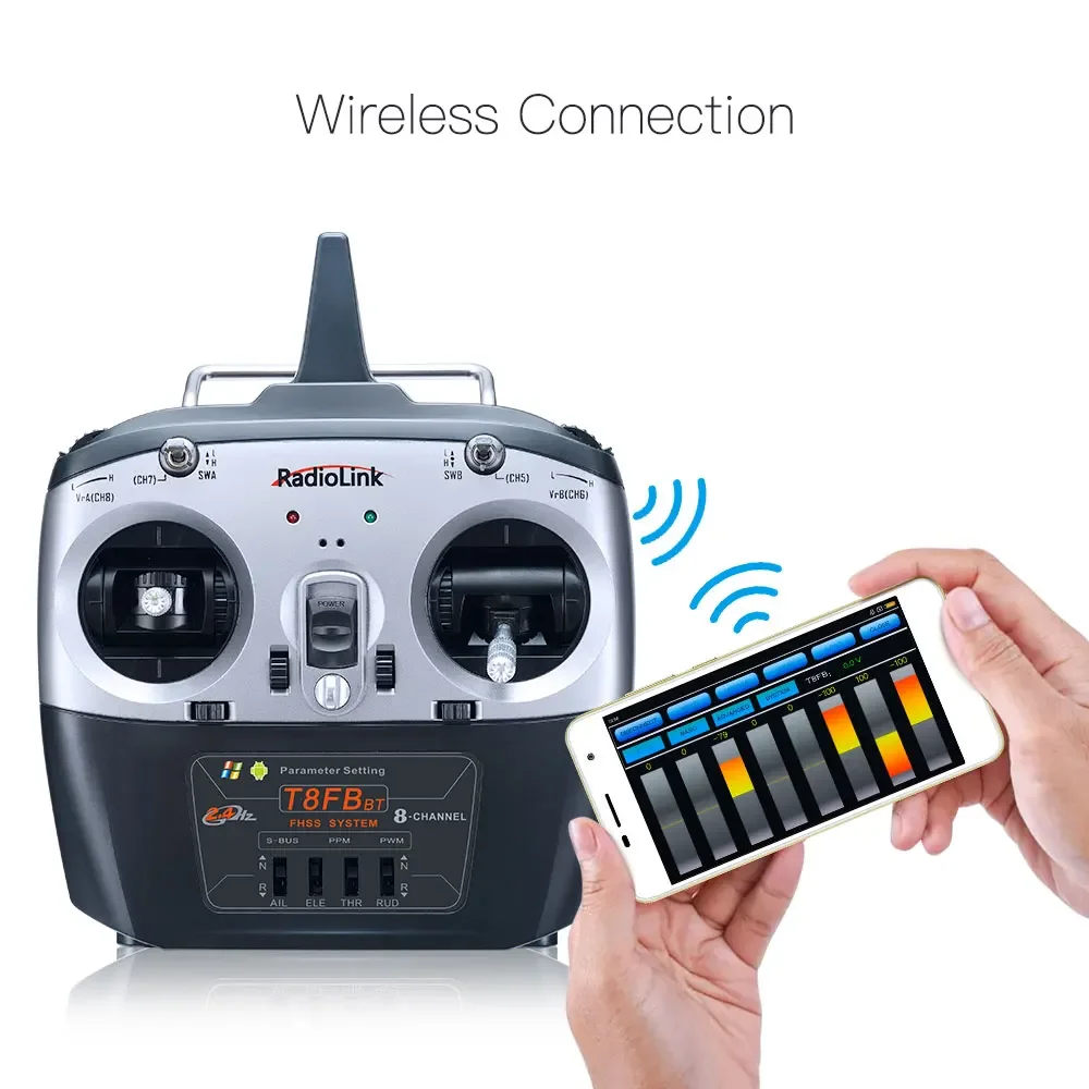 Radiolink T8FB BT 8 Channels RC Transmitter and Receiver R8EF 2.4G Controller for Drone/Fixed Wing, Airplane