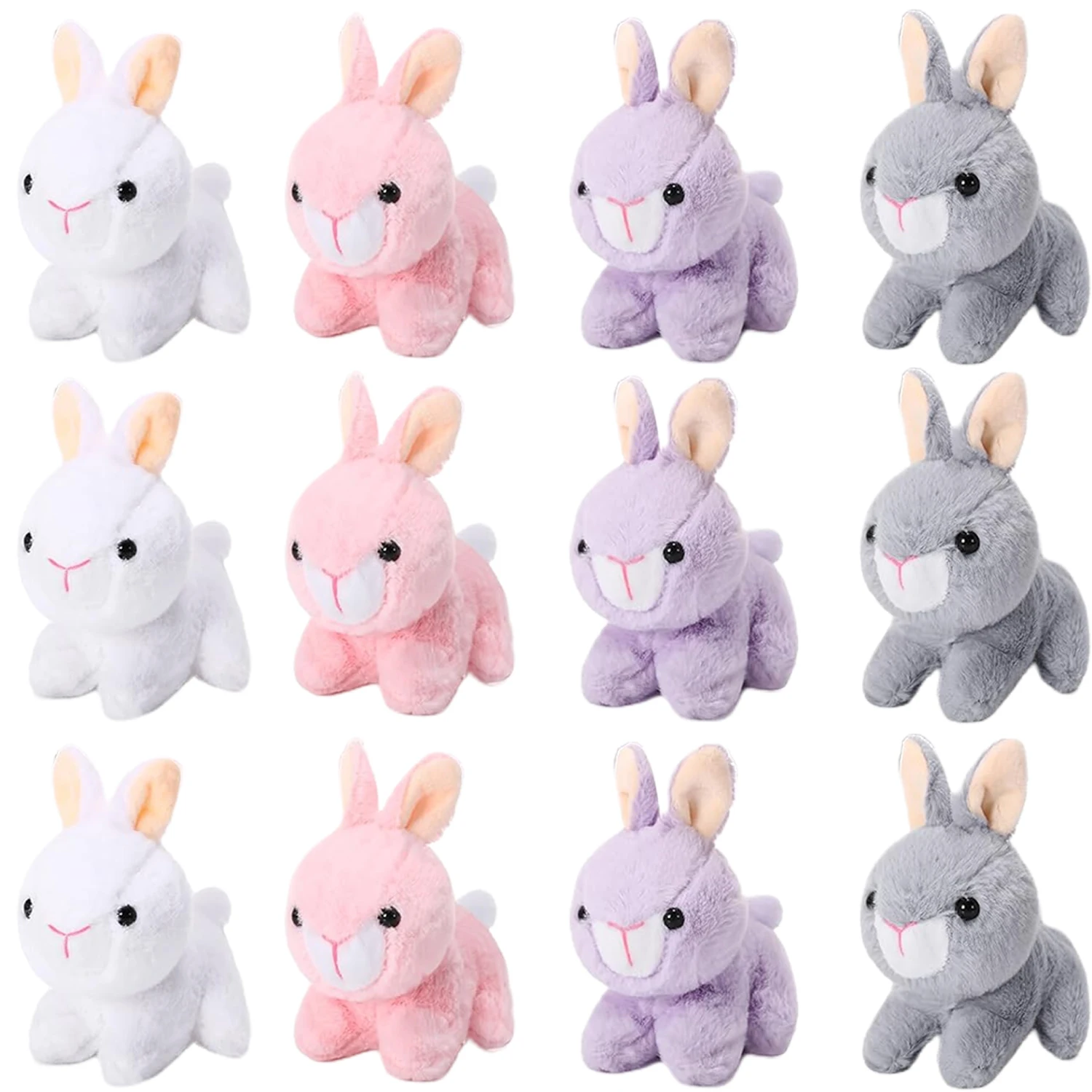 12-24 Stück Osterhase Plüschtiere Niedliche Tierhase Gefüllte Puppe Osterkorbfüller Geschenk für Kinder Kaninchen Tierhase Puppe