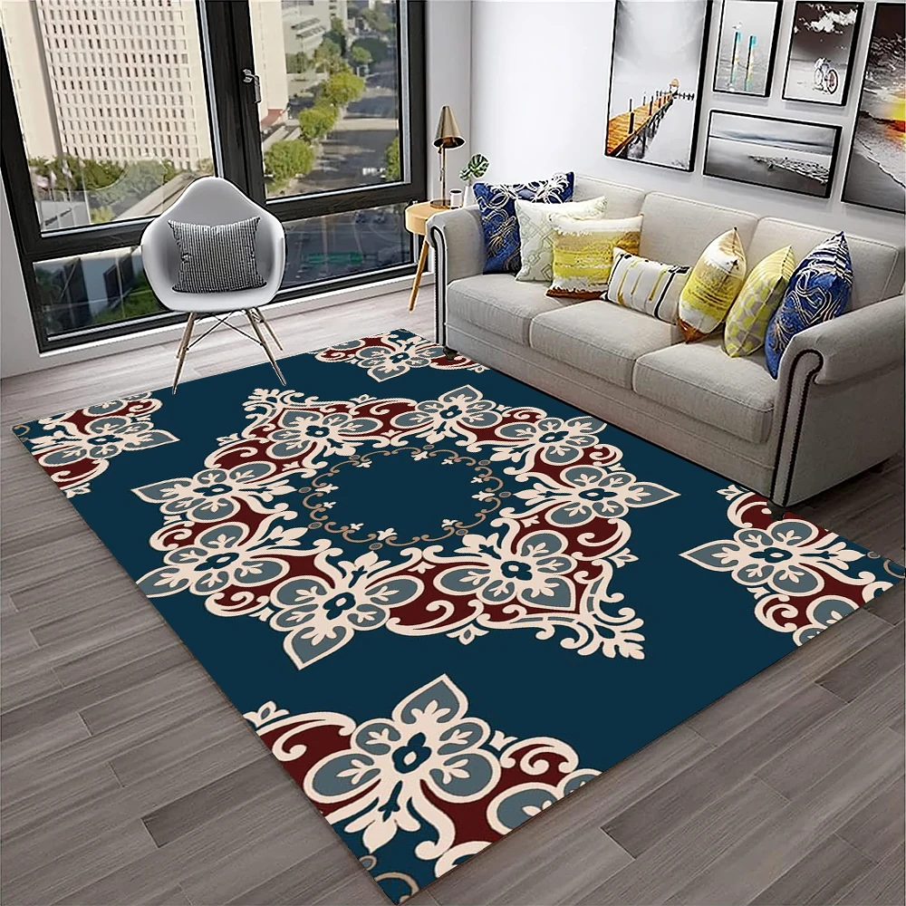 

Persian Turkey Bohemian Flower Carpet Rug for Home Living Room Bedroom Sofa Doormat Kitchen Decor,Area Rug Non-slip Floor Mat