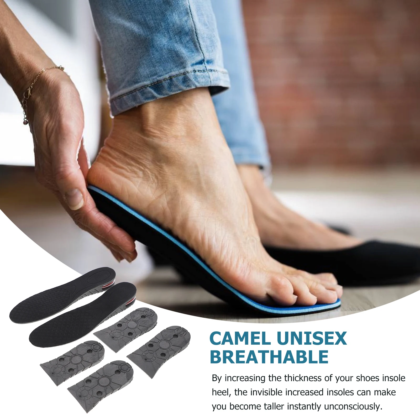 Invisible Increased Insoles 6CM Three-layer Elevator Pads Unisex Breathable Shoe Risers Height Inner Increasing Foot