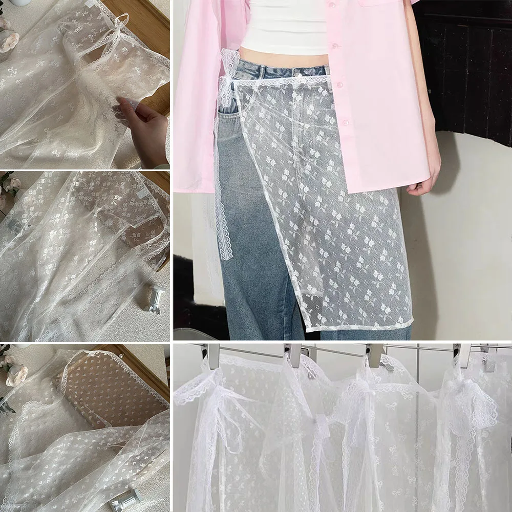 

INS Korean Fart Curtain Lace Layered Yarn Skirt Paired With Apron HalfTied Up Paired With Skirts Pants Unique Korean Summer