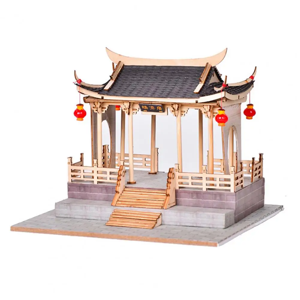 Wooden Chinese Building Toy Chinese Style Building Toy Chines Style Wooden 3d Puzzle Building Model Kit for Kids Adults Vintage