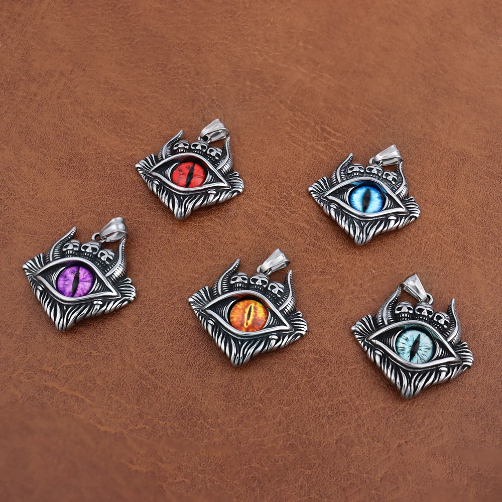 

Vintage Domineering Demon Eye Pendant Chain Men's Trendy Stainless Steel Eye of Evil Necklaces Amulet Popular Jewelry Wholesale