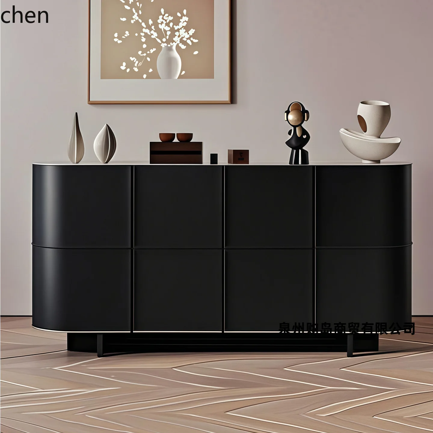 YFY  Minimalist Lacquer Sideboard Cabinet Living Room Wall-Mounted Storage Organizer Decorative Cabinet