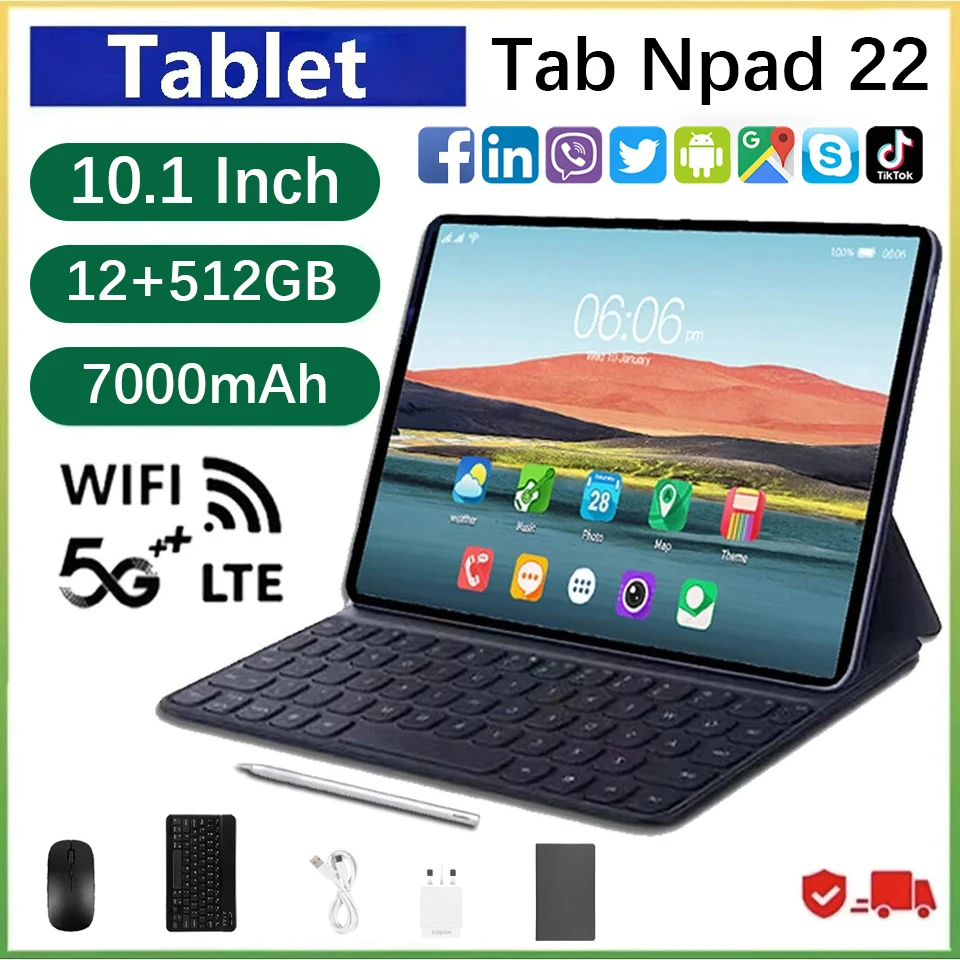 

2025 New 22 Pro Tablet 10.1 inch Android Tablets For Children Kids Tab Tablet PC GPS 12GB+512GB Dual SIM 7000mAh Large battery