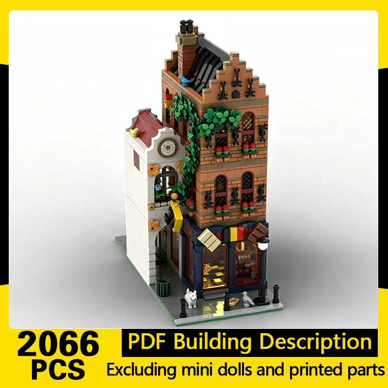 City Street View Model MOC Building Bricks Large Chocolate Shop Modular Technology Gifts Holiday Assemble Children Toys Suit