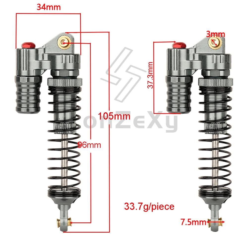 2/4pcs Metal 96mm Shock Absorber Oil Damper For 1/10 RC Crawler Car Axial SCX10 90046 90047 D90 Upgrade Replacement Parts