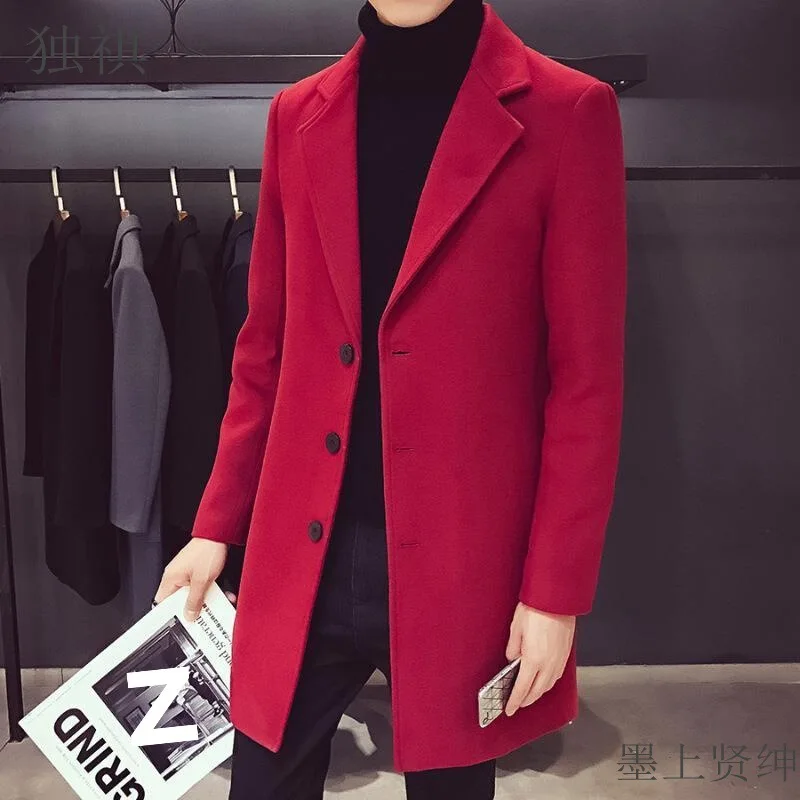 

Men's Long Cotton Jacket High-quality Autumn And Winter New Fashion Windbreaker Business Slim Fit Solid Color Men's Clothing