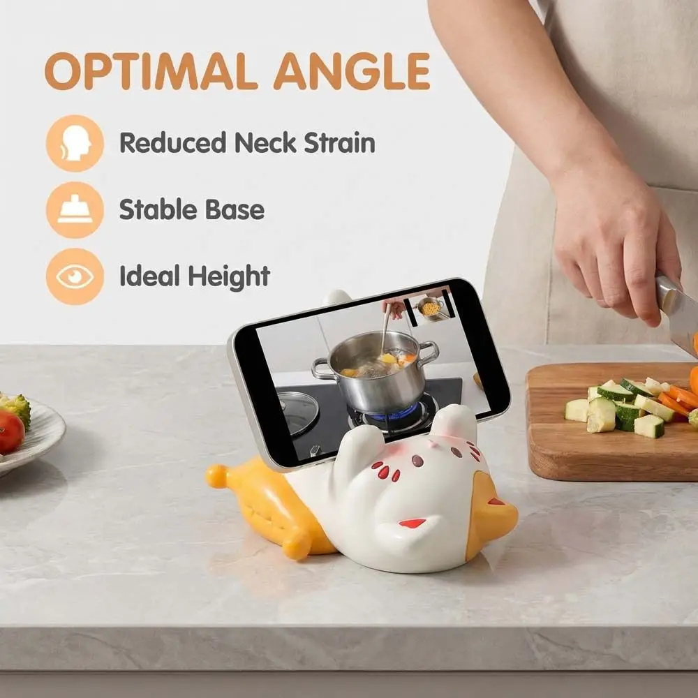 

Resin Cat Shaped Phone Holder Anti Slip Figure Model Cat Desktop Stand Cartoon Portable Cat Shape Phone Bracket