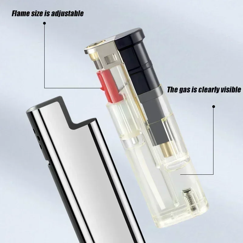 New Brand Outdoor Windproof Direct Injection Blue Flame Lighter Cigarette Lighter Smoking Accessories Camping Tool Ignition Tool