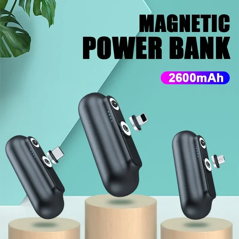 

Mobile Power Bank 2600mah Fast Charging Power Bank Capsule Size Power Bank Station New Magnetic Powerbanks