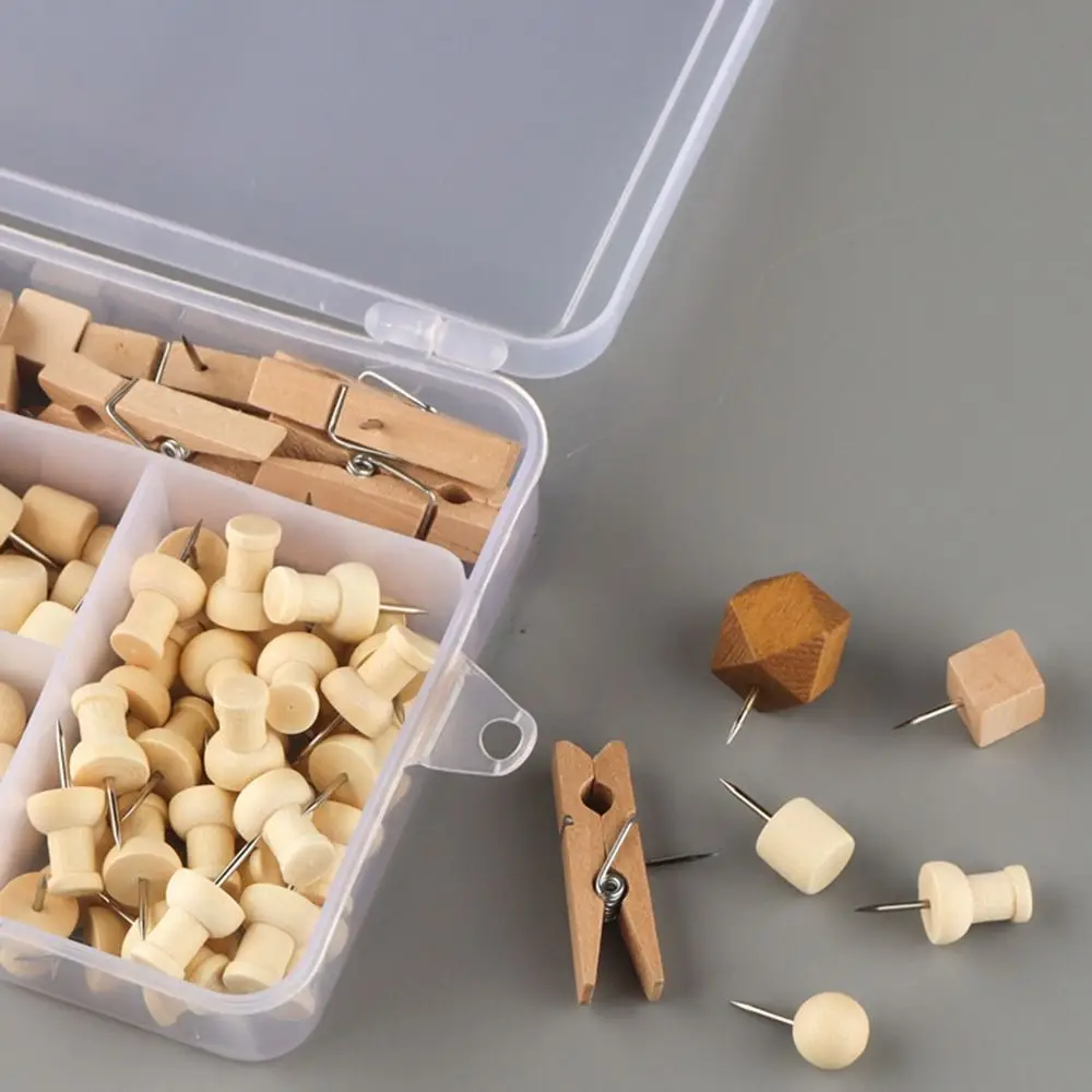 128 Uds. De chinchetas de madera creativas INS, chinchetas de pizarra 3D DIY con caja, chinchetas reutilizables con forma geométrica, marcadores de pared