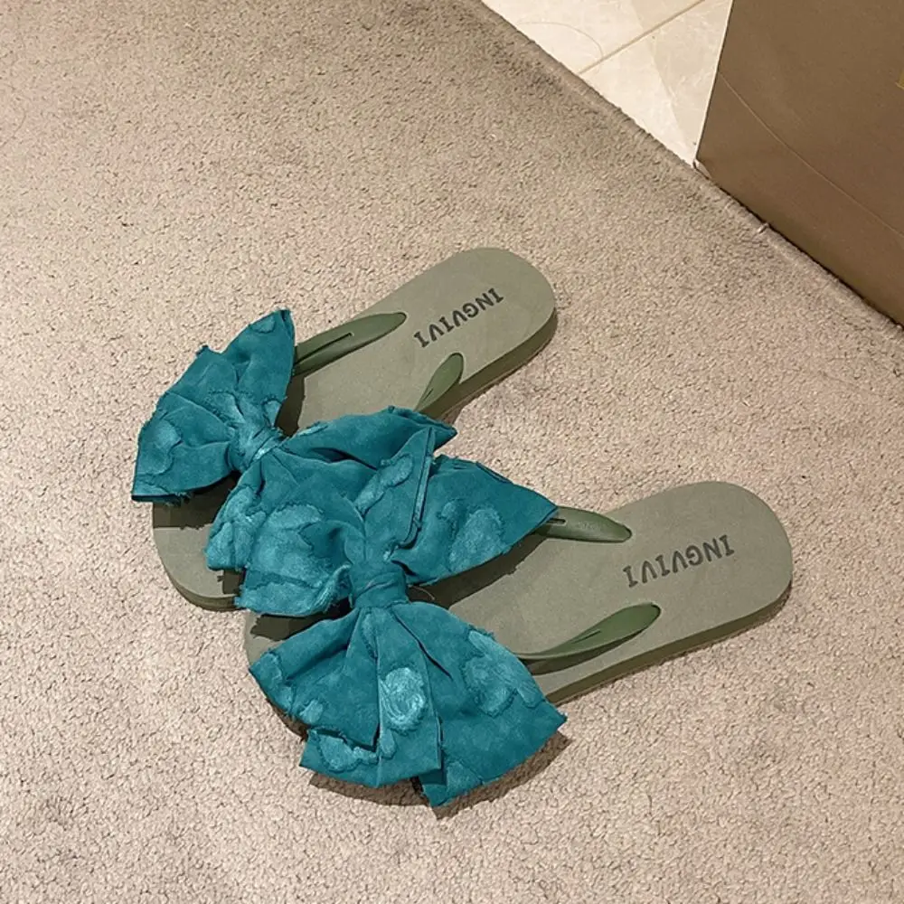 All Match Soft Sole Bowknot Flip Flops Anti Slip Sweet Beach Slippers Beachwear Shoes Slides Sandals Outdoor view 2