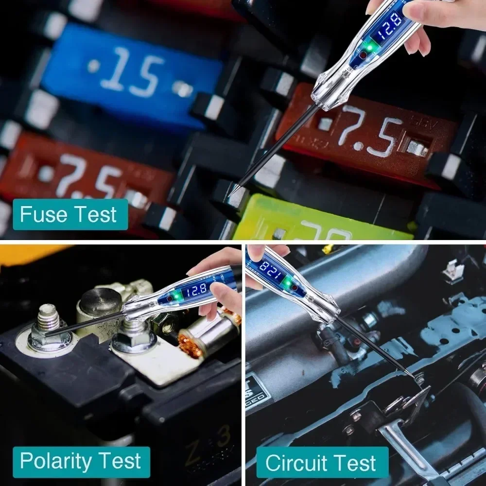 Auto-Testlicht, digitaler LED-Stromkreistester, robuster Lichttester mit Voltmeter, automatischer bidirektionaler Spannungsprüfer, DC 3–60 V