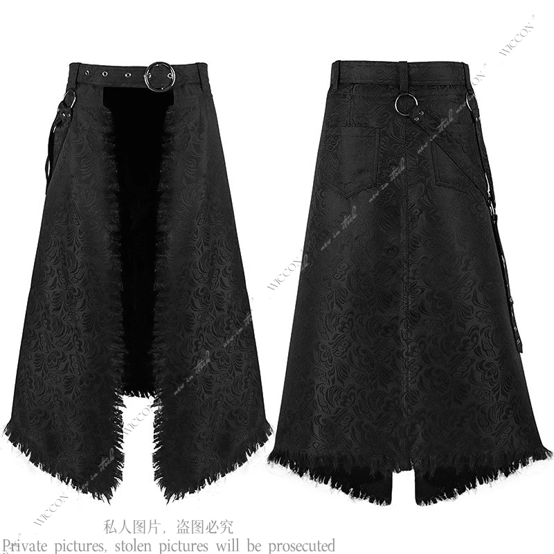 

Dark Rock Punk Ashes Collection Gothic Asymmetrical Half Skirt Men's Wear Woman Party Halloween Retro Skirt Waist Role Play