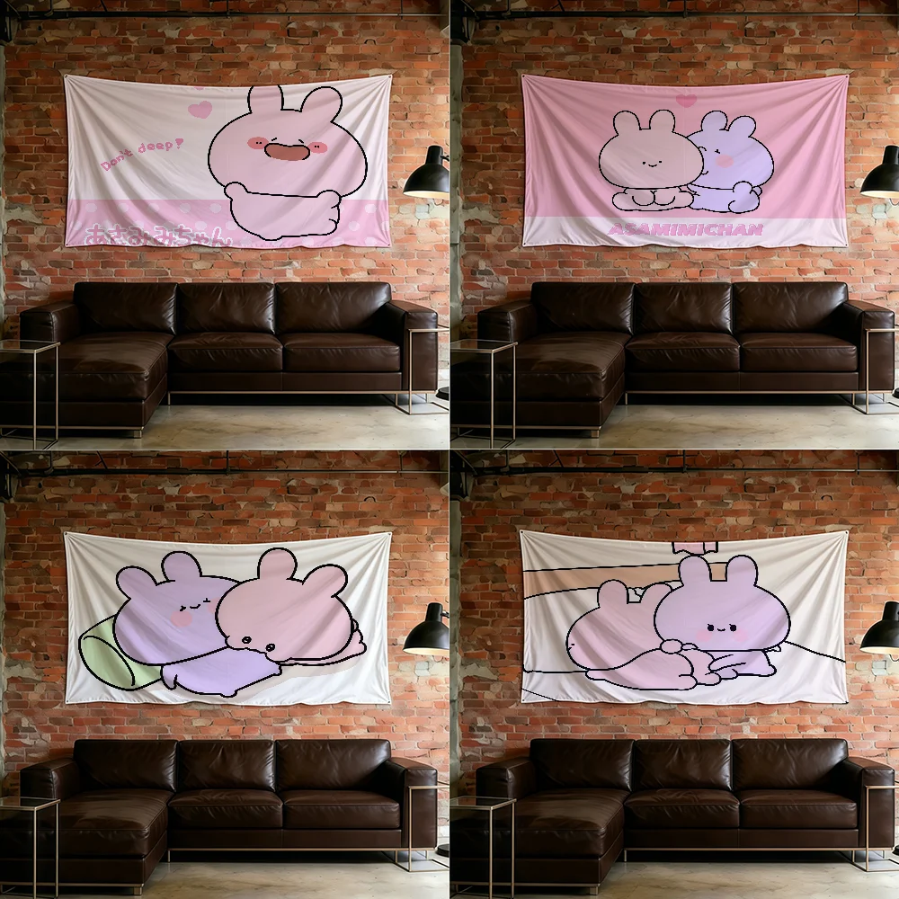 Cute A-Asamimichan Cartoon flag For Room Dorm Camping Picnic Art Style Garage Bar wall Decoration Banner