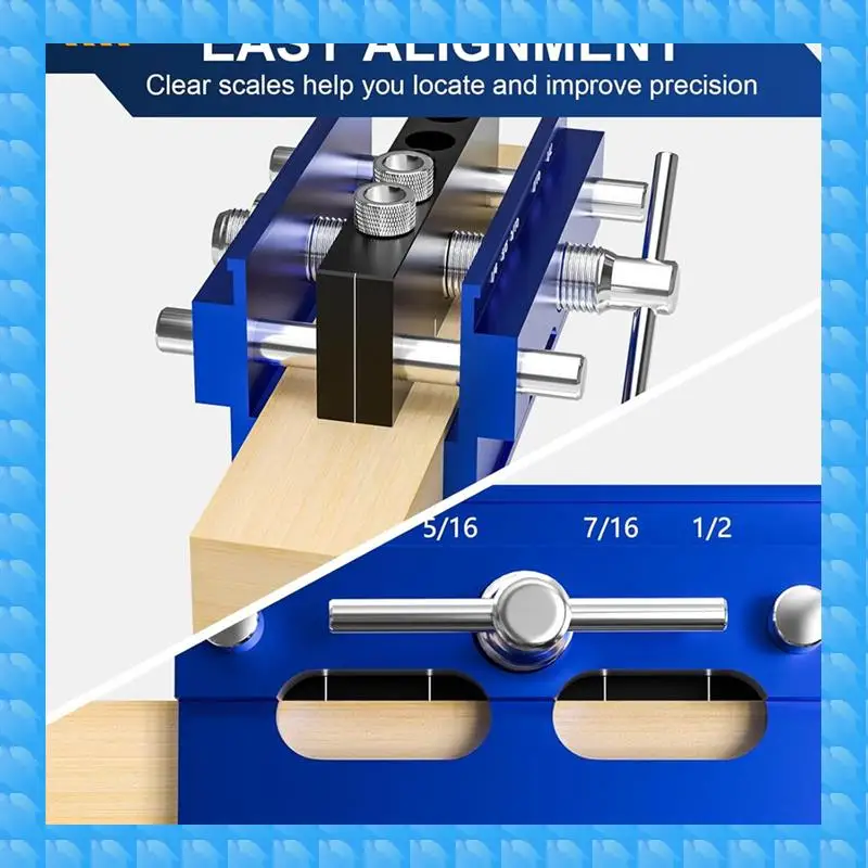 ETRT Self Centering Dowel Jig Kit, Drill Guide Jig Block For Straight Holes 6PCS Drill Bushings, For Woodworking, Adjustable