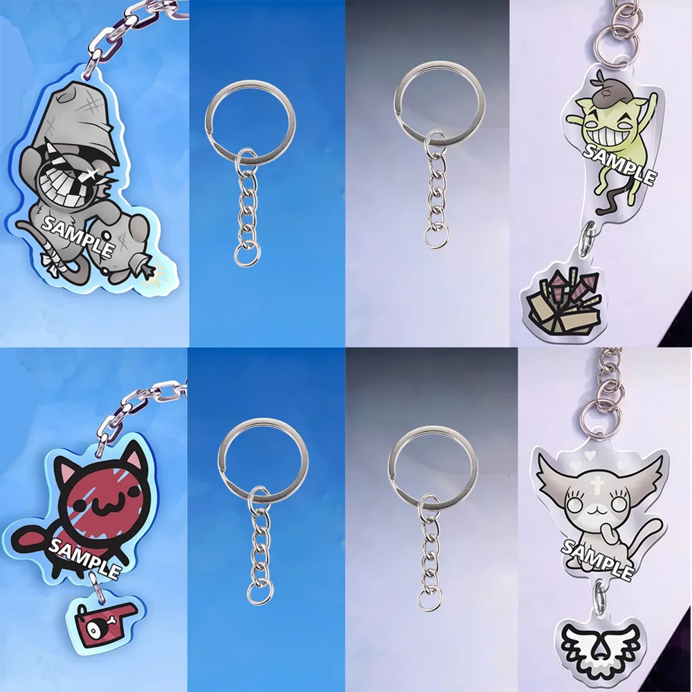 Llavero de acrílico personalizado con diseños de Rat Hippo Guillotina Gein Marshmallow, colgante decorativo de dibujos animados, regalo creativo para periféricos de videojuegos