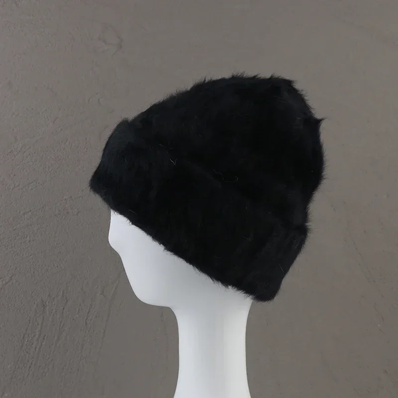 2024New Farben Weiche Kaninchen Fell Mützen Winter Hut für Frau Luxus Flauschigen Gestrickte Hut Motorhaube Dame Herbst Winter Warme Skullies kappe – Detail 20