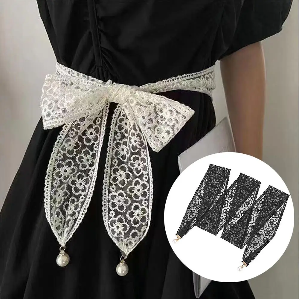 

New Korean Sweet Decorative Lace Waist Belts Pearl Pendant Clothing Accessories Chain Belt Elegant Dress Waist Chain For Women