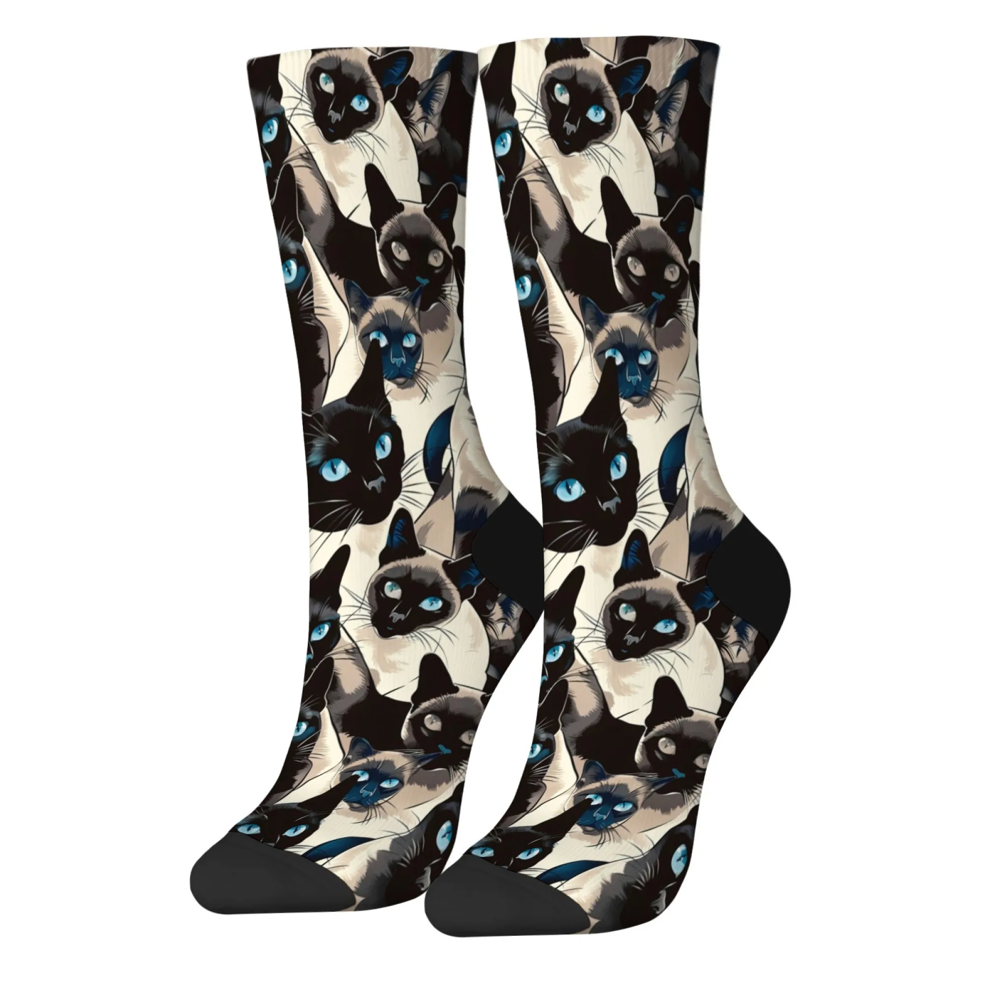 Siamese cat cute happy socks unisex Harajuku cartoon print socks novelty funny compression socks street hip hop trend socks gift