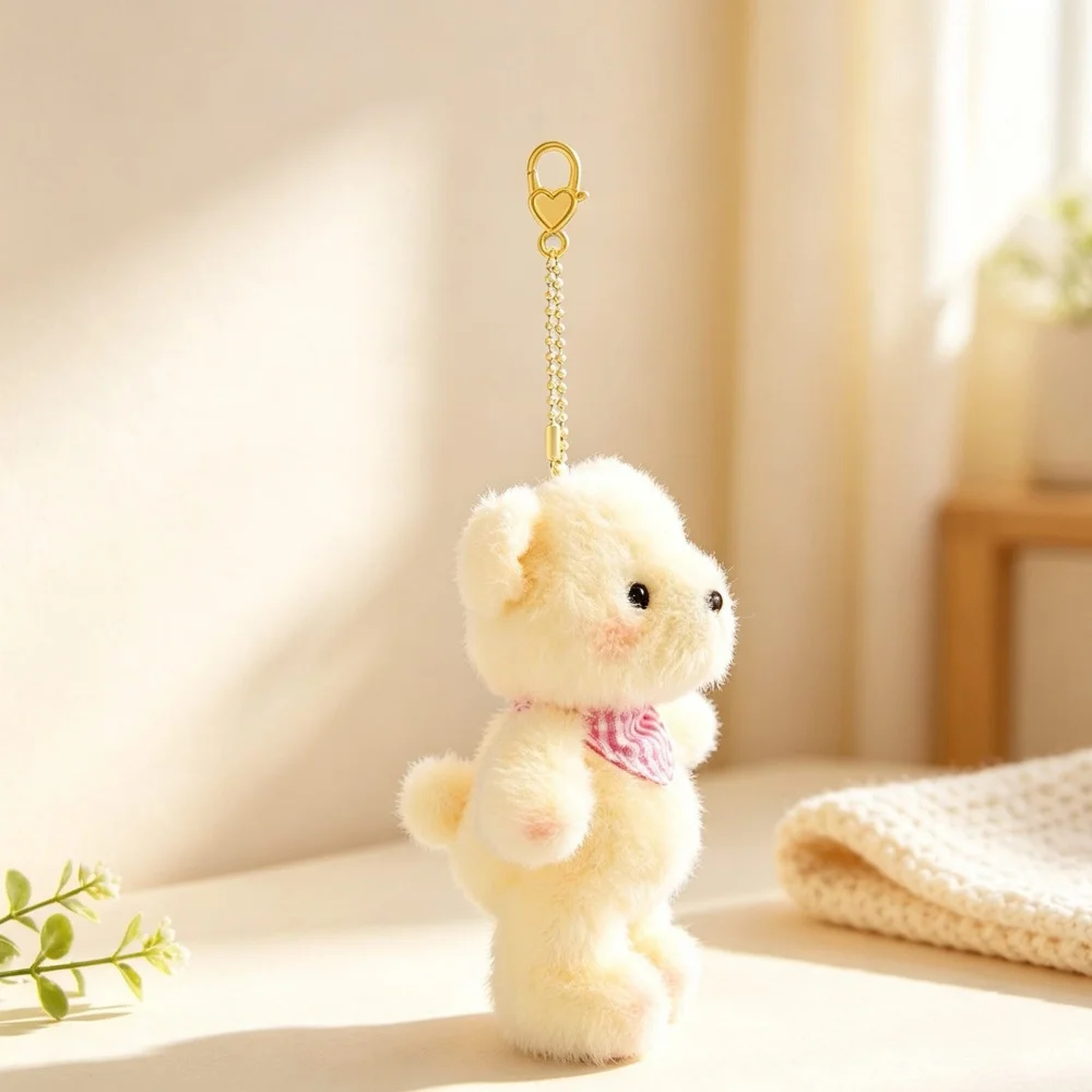 Kawaii Plush Animal Pendant Mini Standing Fox Bunny Bear Panda Stuffed Toy Soft Fluffy Bag Charm Birthday Holiday Gift