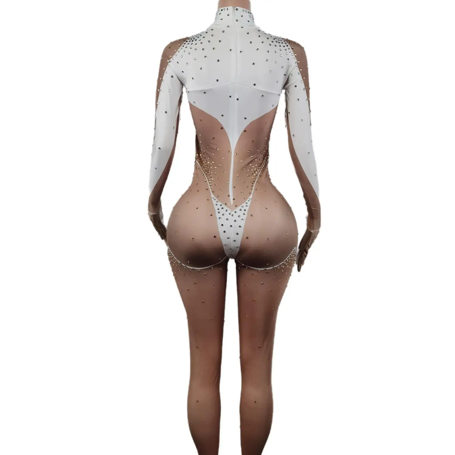 Sexy Women Rhinestones Jumpsuit Nightclub Show Leotard Dance Costume Fashion Birthday Party Pole Singer Drag Queen Stage Outfit