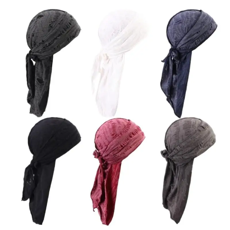 Cotton Hip Hop Bandana Headscarf with Long Tail Breathable Adjustable Cap for Stage Performance Streetwear Outdoors